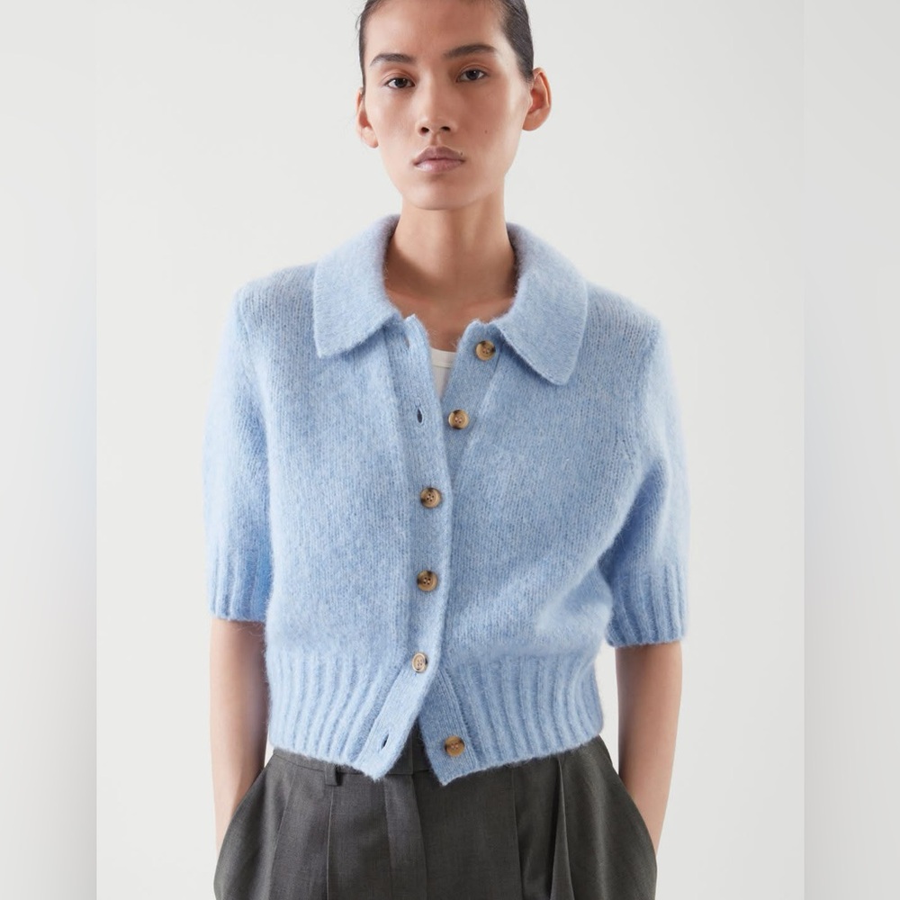 COS Collared Short Sleeve Button Up Sweater - sz M